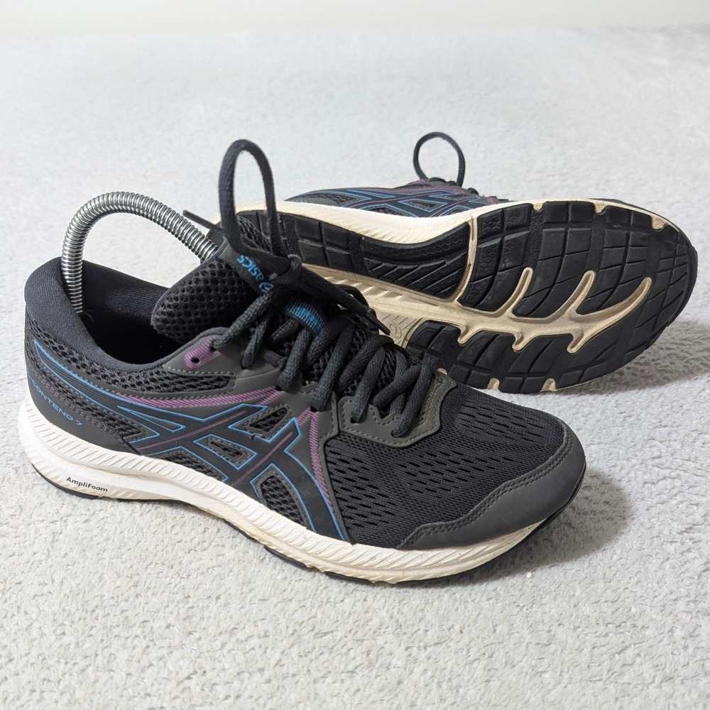 Asics Gel-Contend 7 Running Shoes Women 8.5 Grey Blue Purple 1012A911